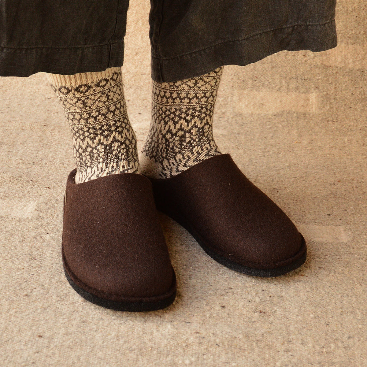 Wool Felt Slippers - Flair Soft - Espresso (Adults 36-46)