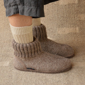 Boiled Wool Slipper Boots - Karl - Taupe (Adults 36-42)