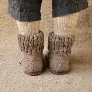 Boiled Wool Slipper Boots - Karl - Taupe (Adults 36-42)