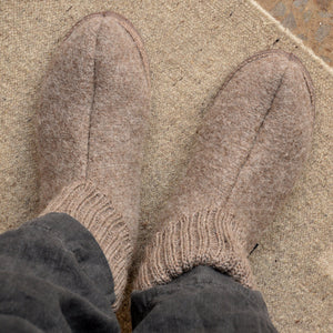 Boiled Wool Slipper Boots - Karl - Taupe (Adults 36-42)