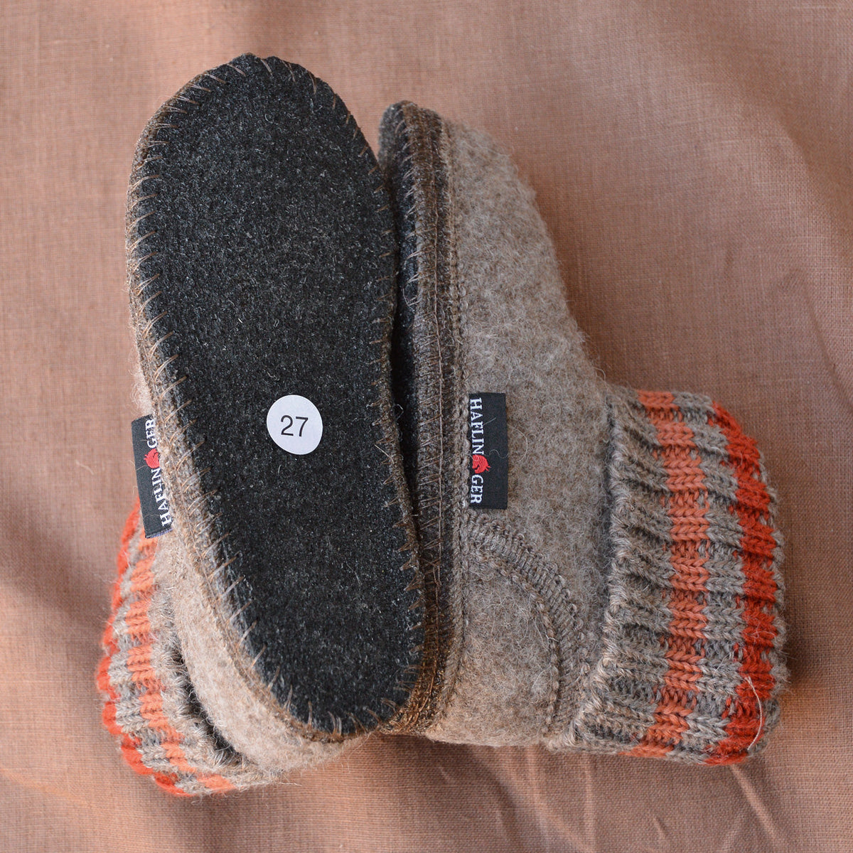Boiled Wool Slipper Boots - Paul - Taupe (Kids 21-35)
