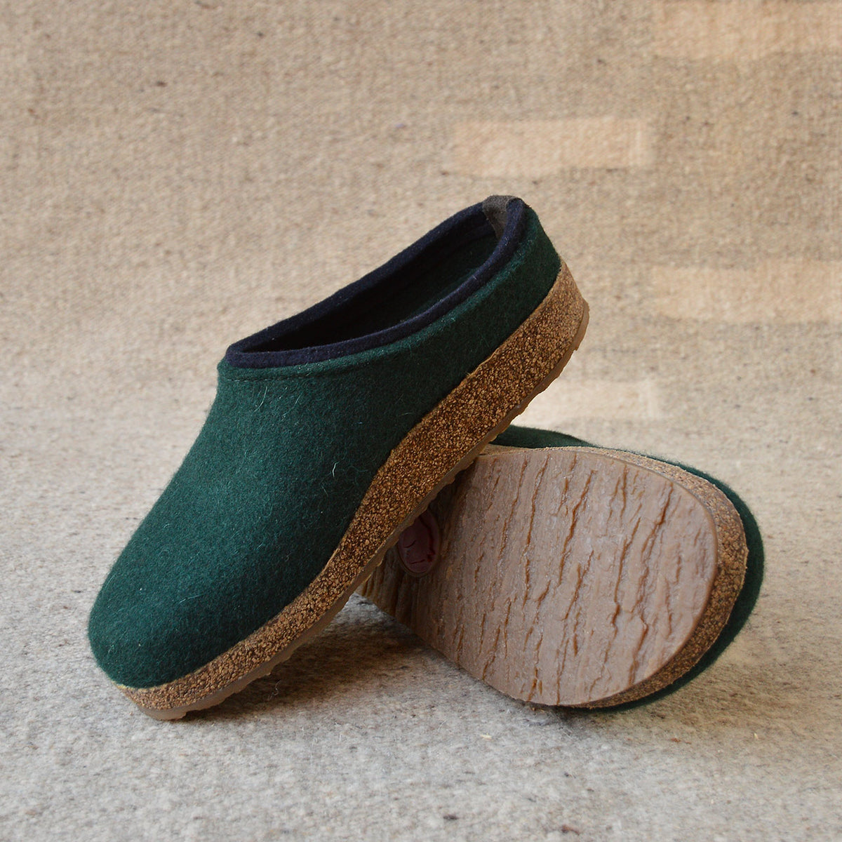 Wool Felt Clogs - Kris - Fir Green (Adults 36-46)