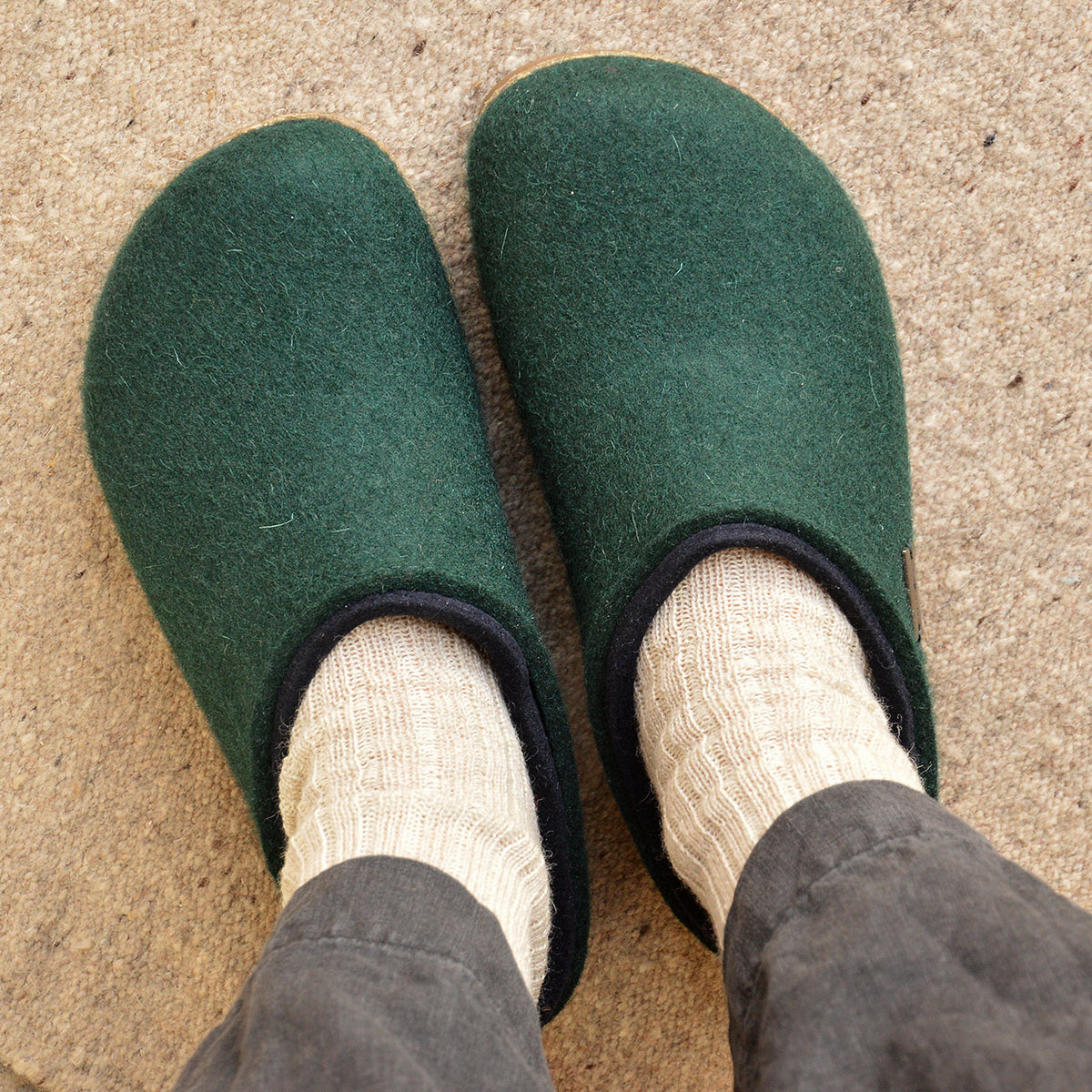 Wool Felt Clogs - Kris - Fir Green (Adults 36-46)
