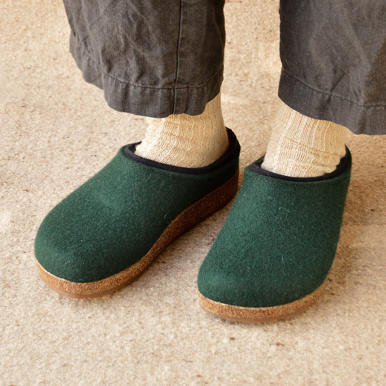 Wool Felt Clogs - Kris - Fir Green (Adults 36 only) *Last ones