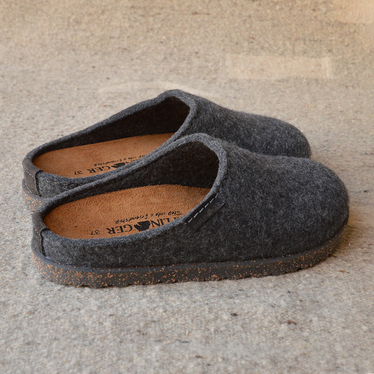Haflinger Wool Felt Clogs - Manhattan - Anthracite (Adults 36-46)