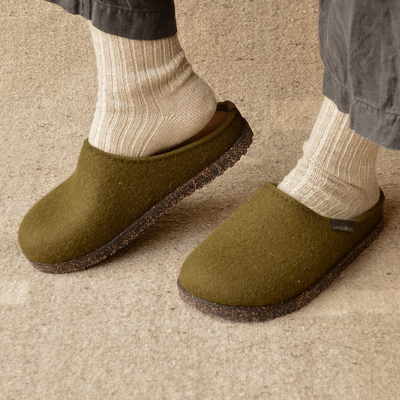 Wool Felt Clogs for Adults by Haflinger from Woollykins Beige/Taupe