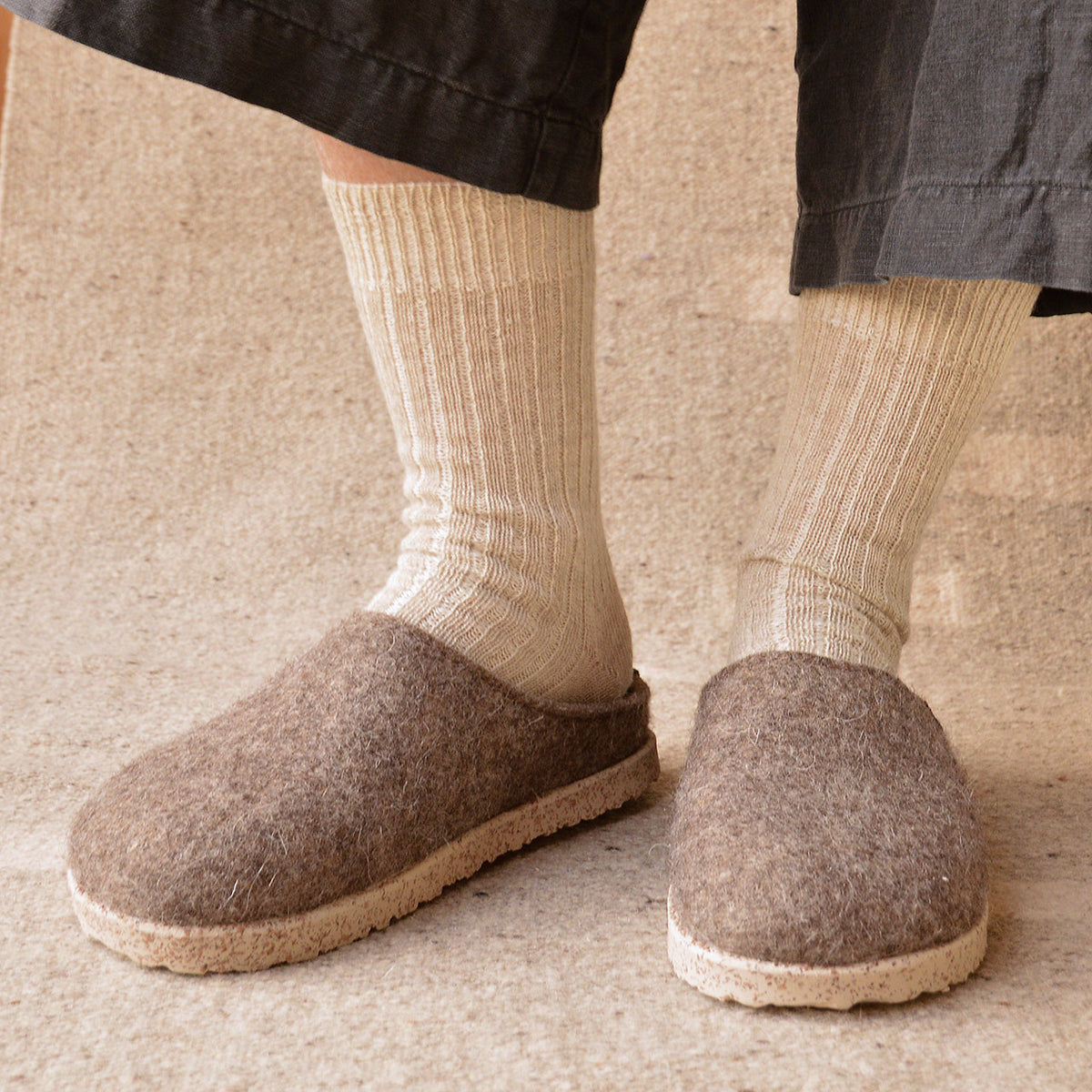 Haflinger Wool Felt Clogs - Manhattan - Taupe (Adults 36-42)