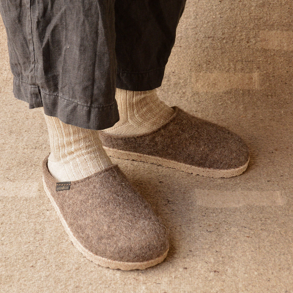 Haflinger Wool Felt Clogs - Manhattan - Taupe (Adults 36-42)