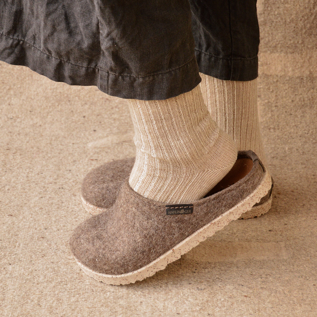 Haflinger Wool Felt Clogs - Manhattan - Taupe (Adults 36-42)