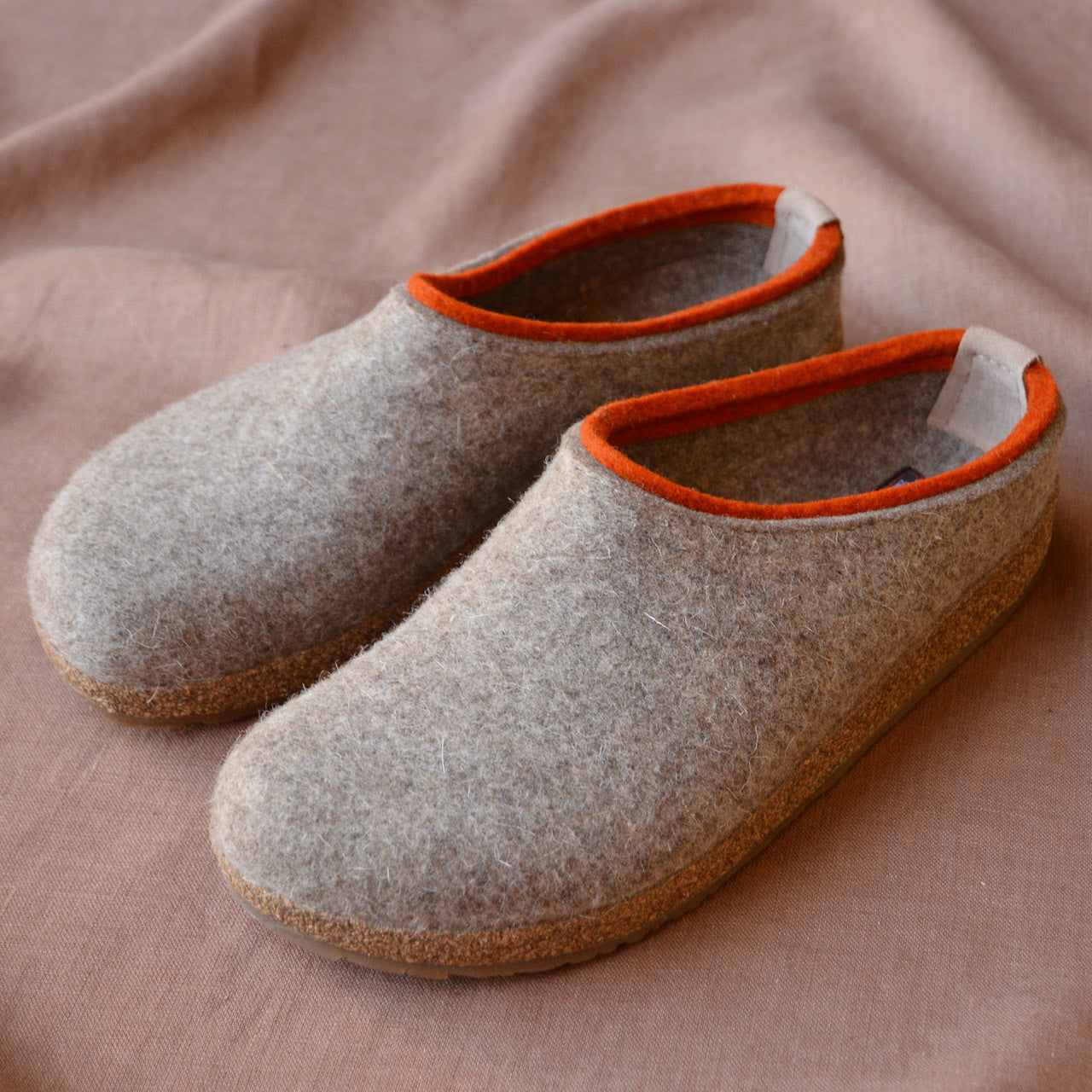 Haflinger, Unisex Felt Clogs Taupe - Woollykins, Australia