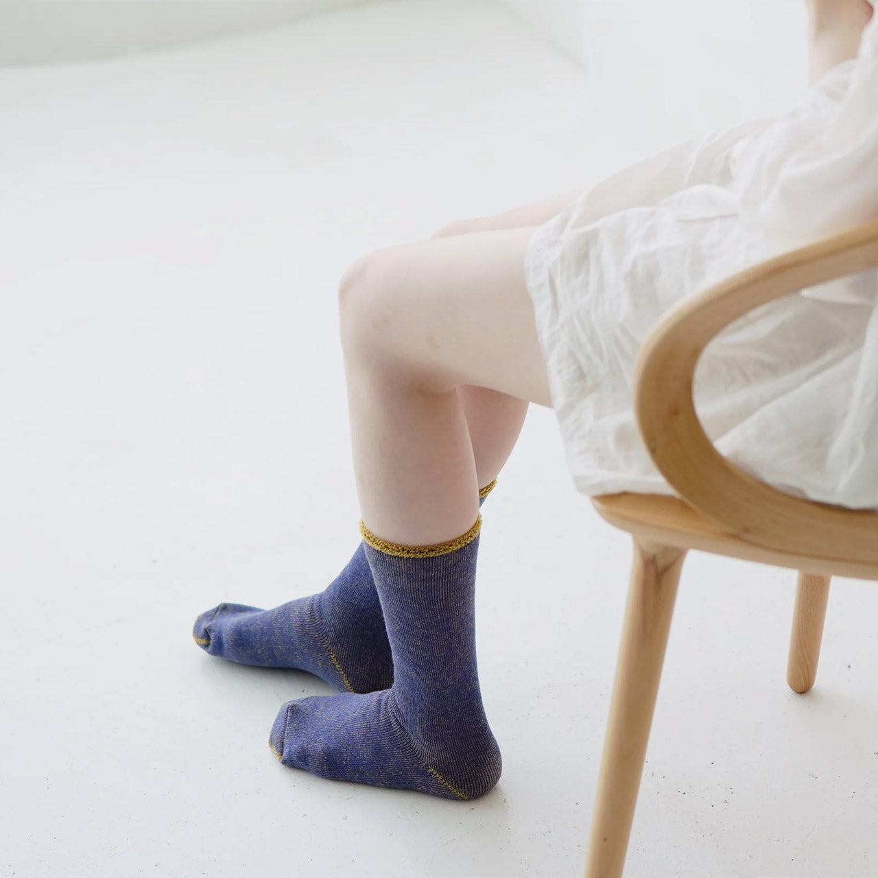 Hakne Pile Socks - Wool/Cotton - Lapis Lazuli (Adults)