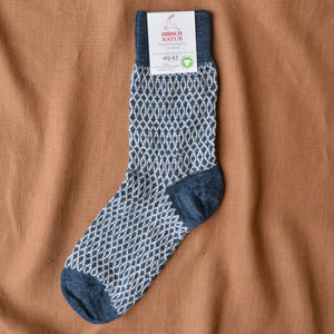 Fine Jacquard Organic Wool Socks (Adults 36-43)