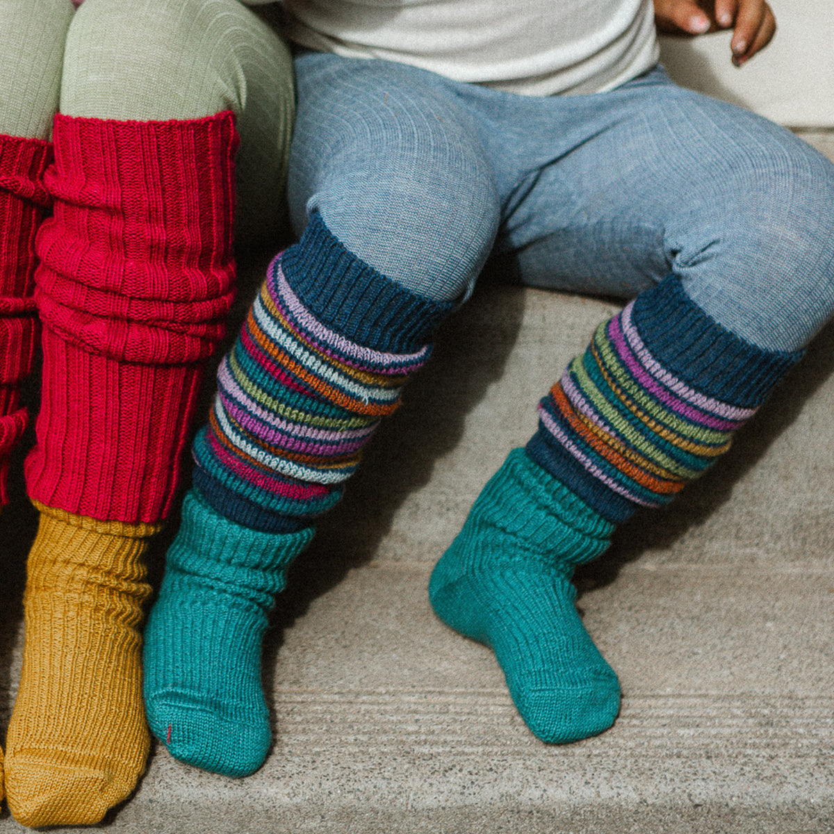 Organic Wool Plush Rainbow Legwarmers (Child 1-5y+)