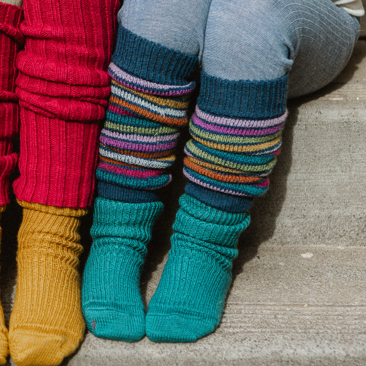 Organic Wool Plush Rainbow Legwarmers (Child 1-5y+)