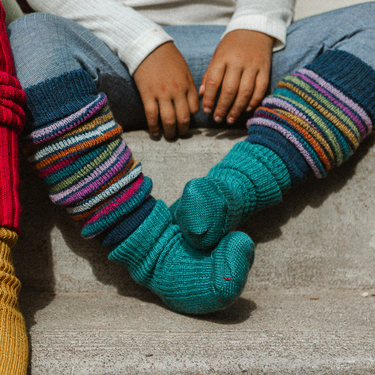 Organic Wool Plush Rainbow Legwarmers (Child 1-5y+)