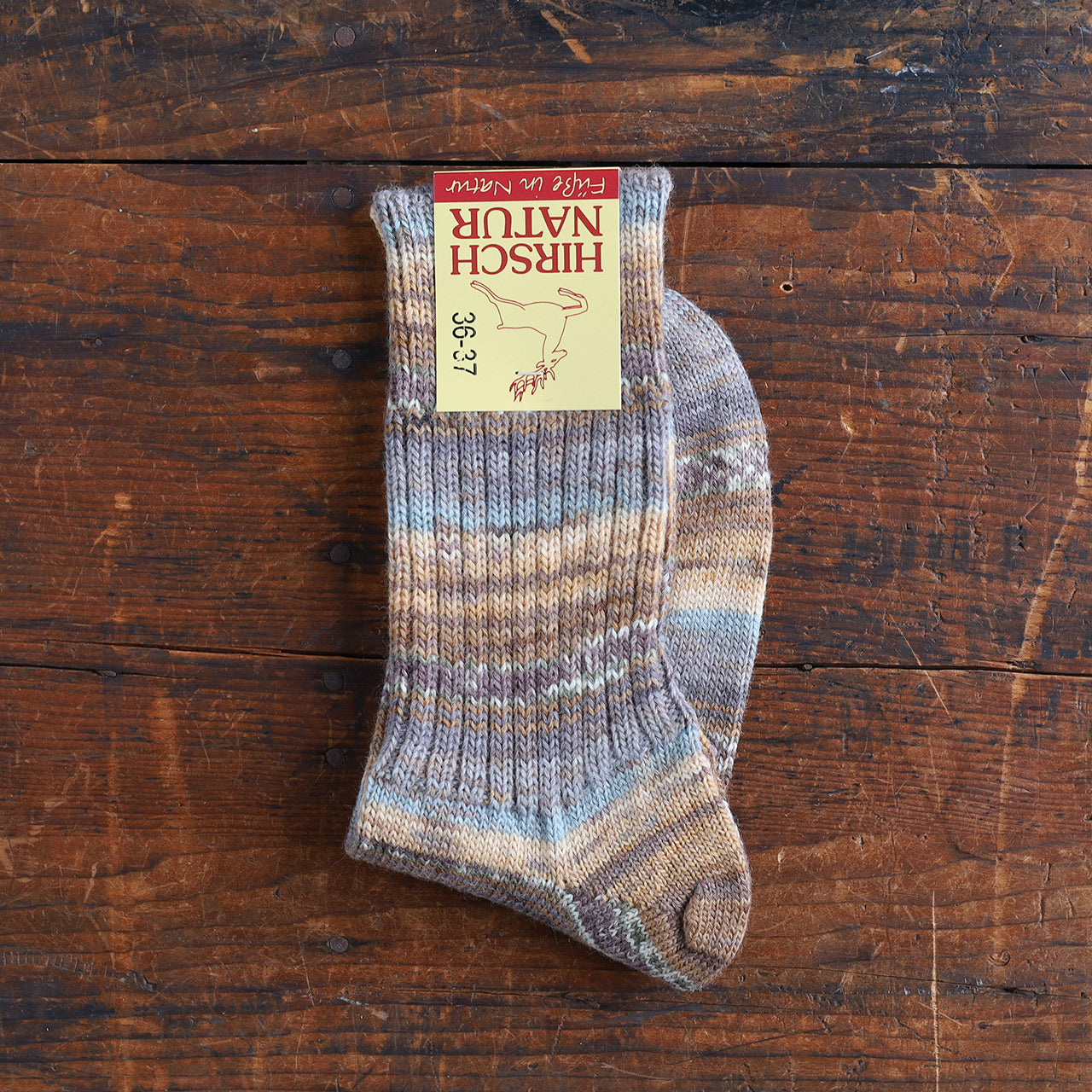 Chunky Organic Wool Socks - Earth Multi (Adults 36-41)