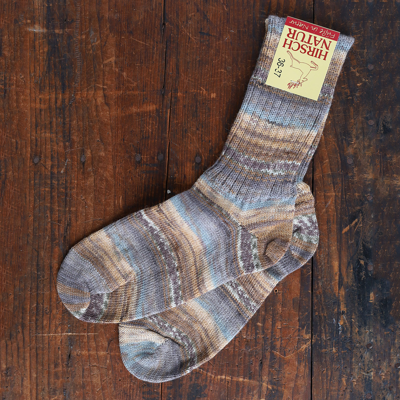 Chunky Organic Wool Socks - Earth Multi (Adults 36-41)