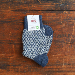 Fine Jacquard Organic Wool Socks (Adults 36-43)