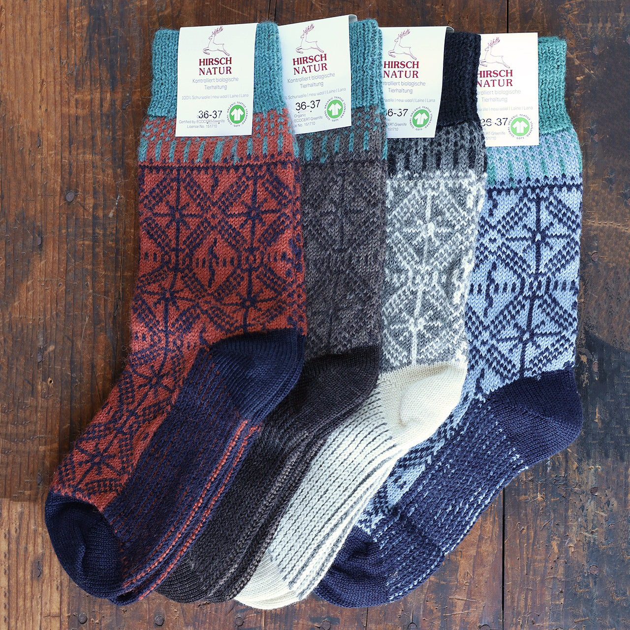 Norse Jacquard Organic Wool Socks (Adults 36-43)