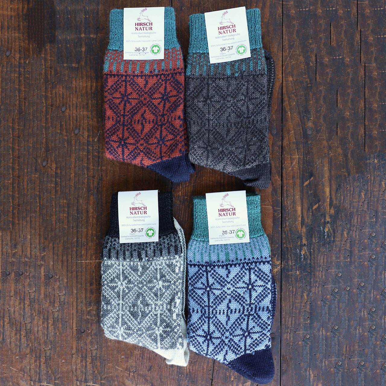 Norse Jacquard Organic Wool Socks (Adults 36-43)
