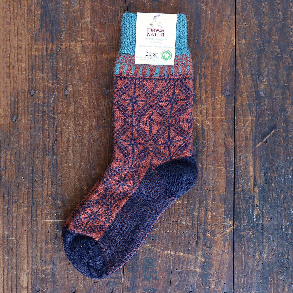 Norse Jacquard Organic Wool Socks (Adults 36-43)