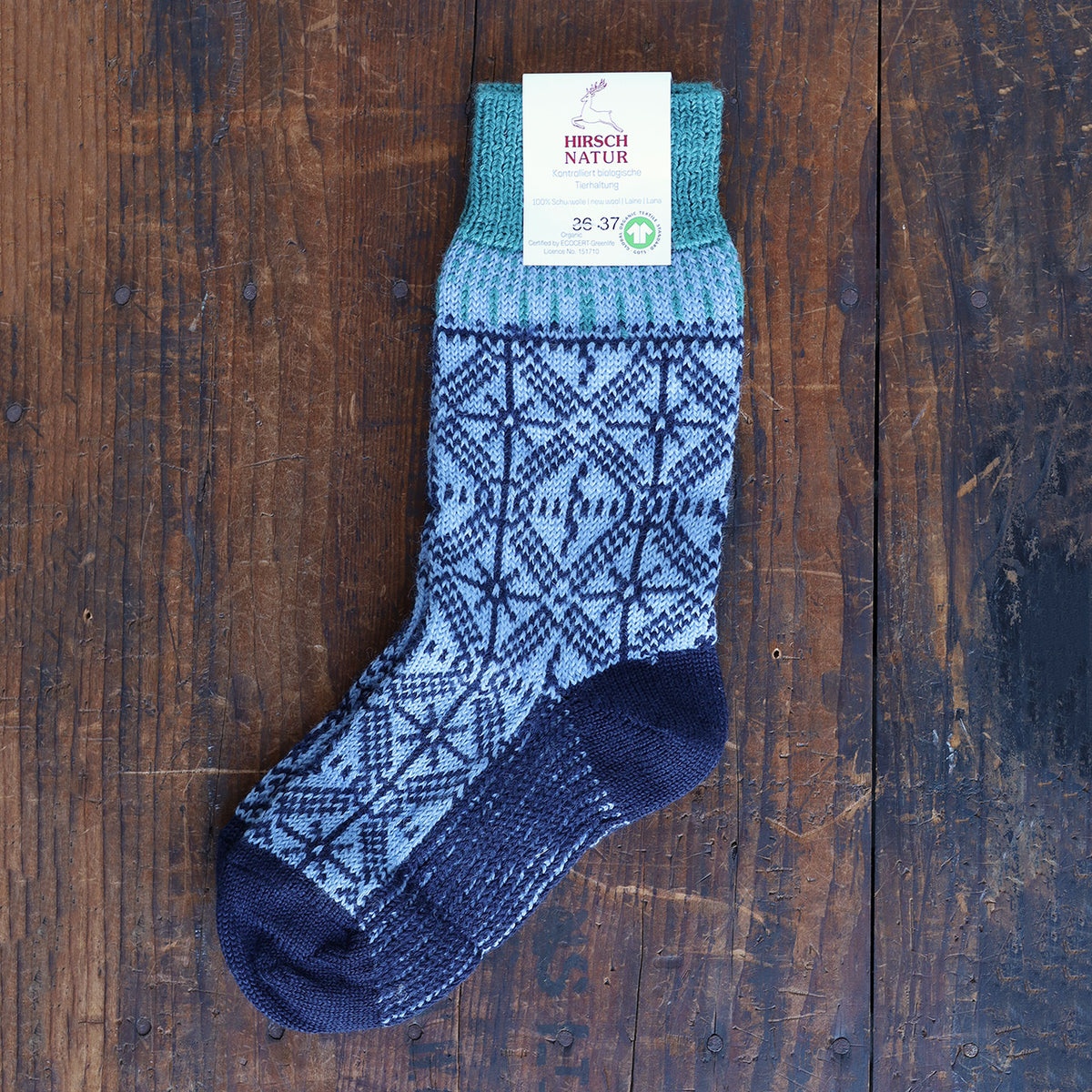 Norse Jacquard Organic Wool Socks (Adults 36-43)