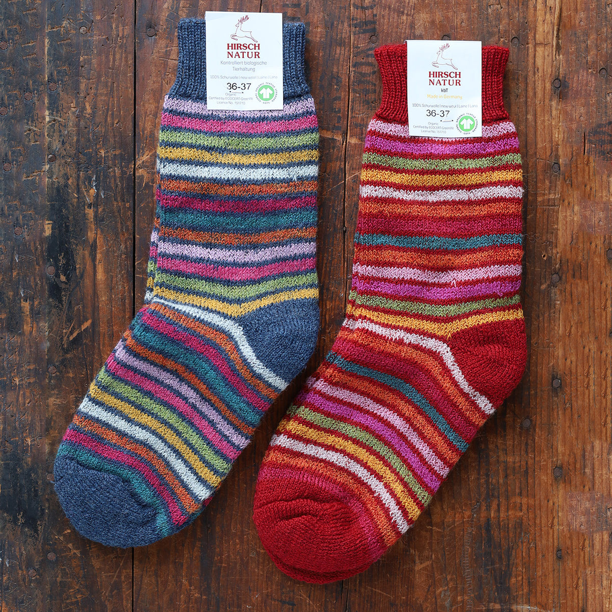 Plush Rainbow Organic Wool Socks (Adults 36-41)