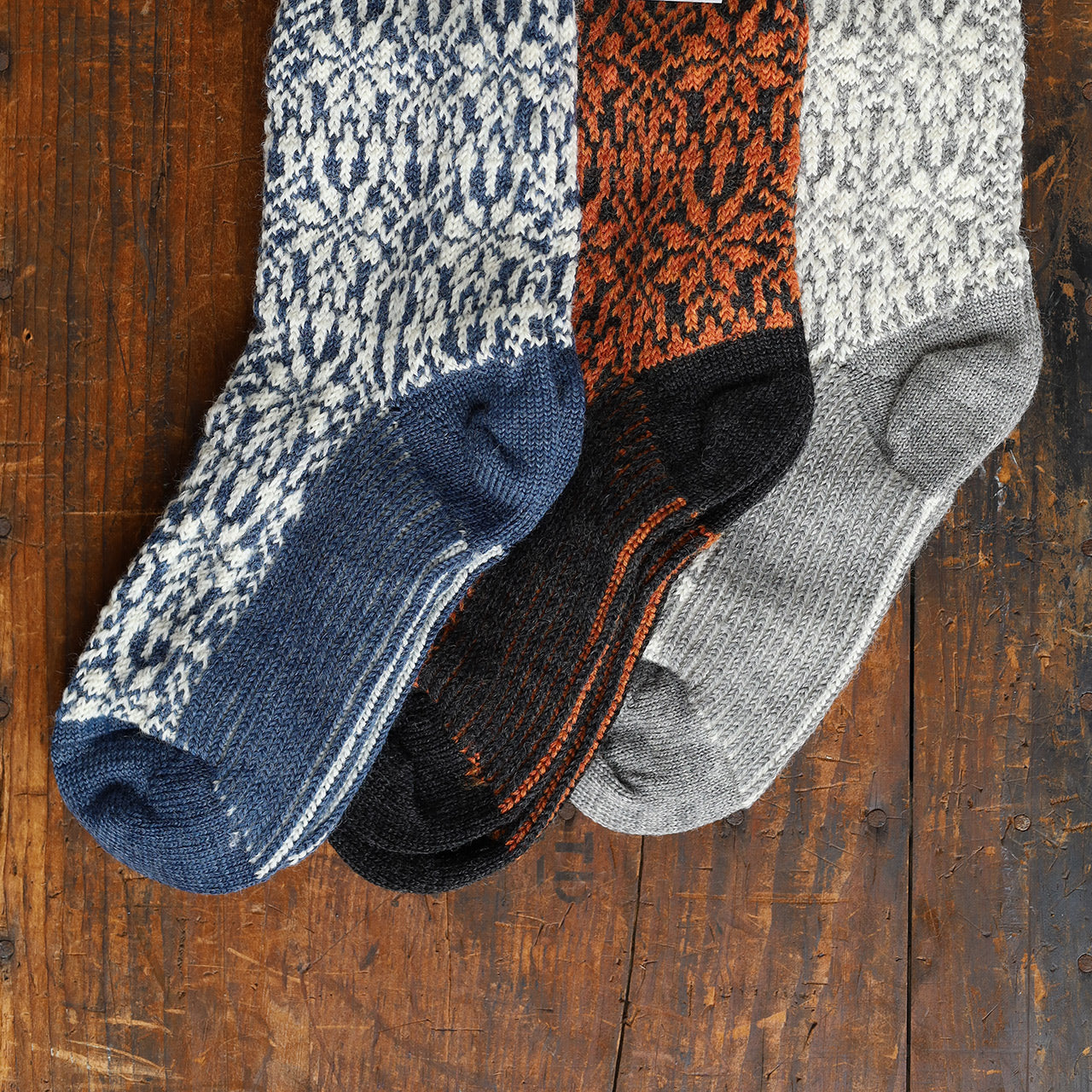 Scandi Fairisle Organic Wool Socks (Adults 36-46)
