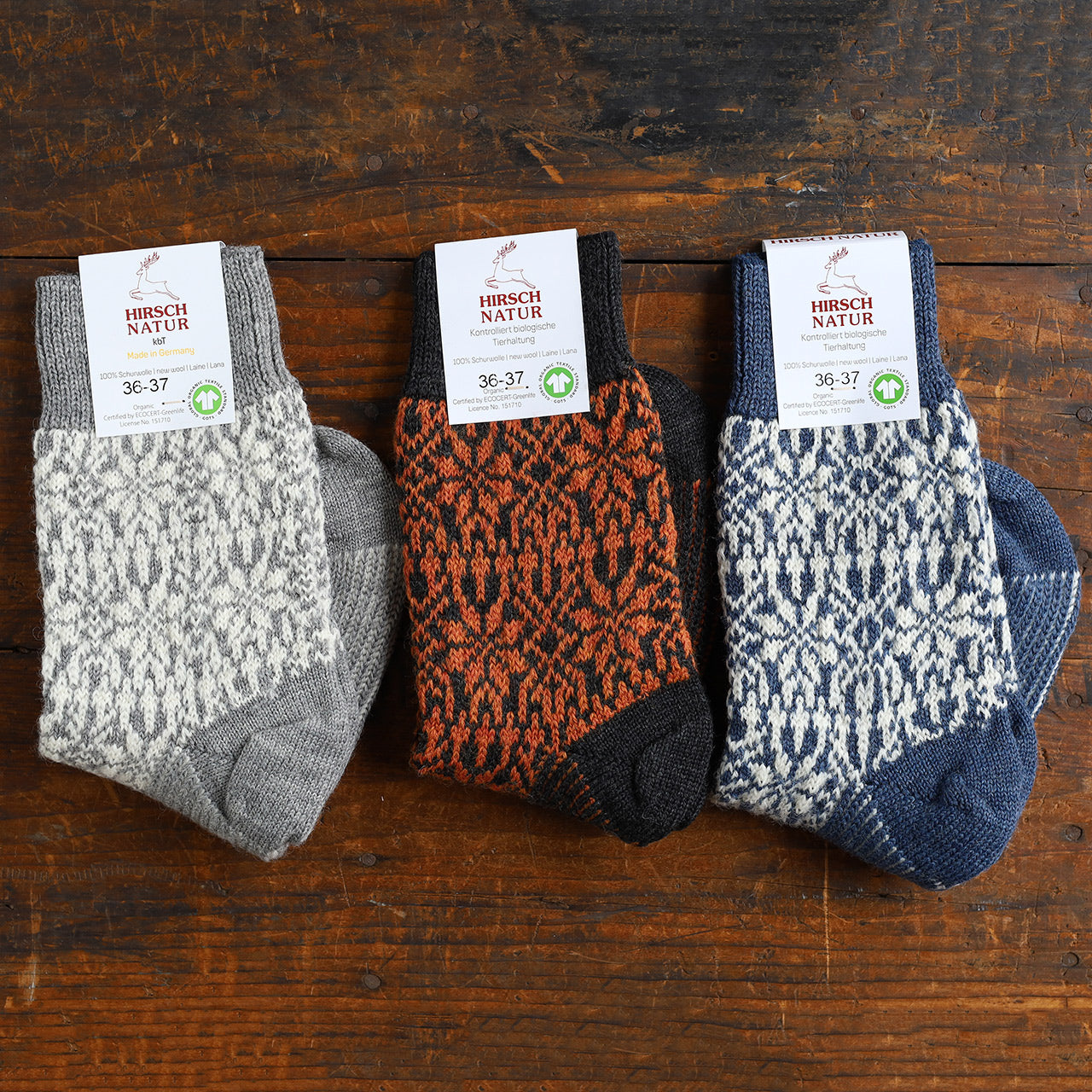 Scandi Fairisle Organic Wool Socks (Adults 36-46)