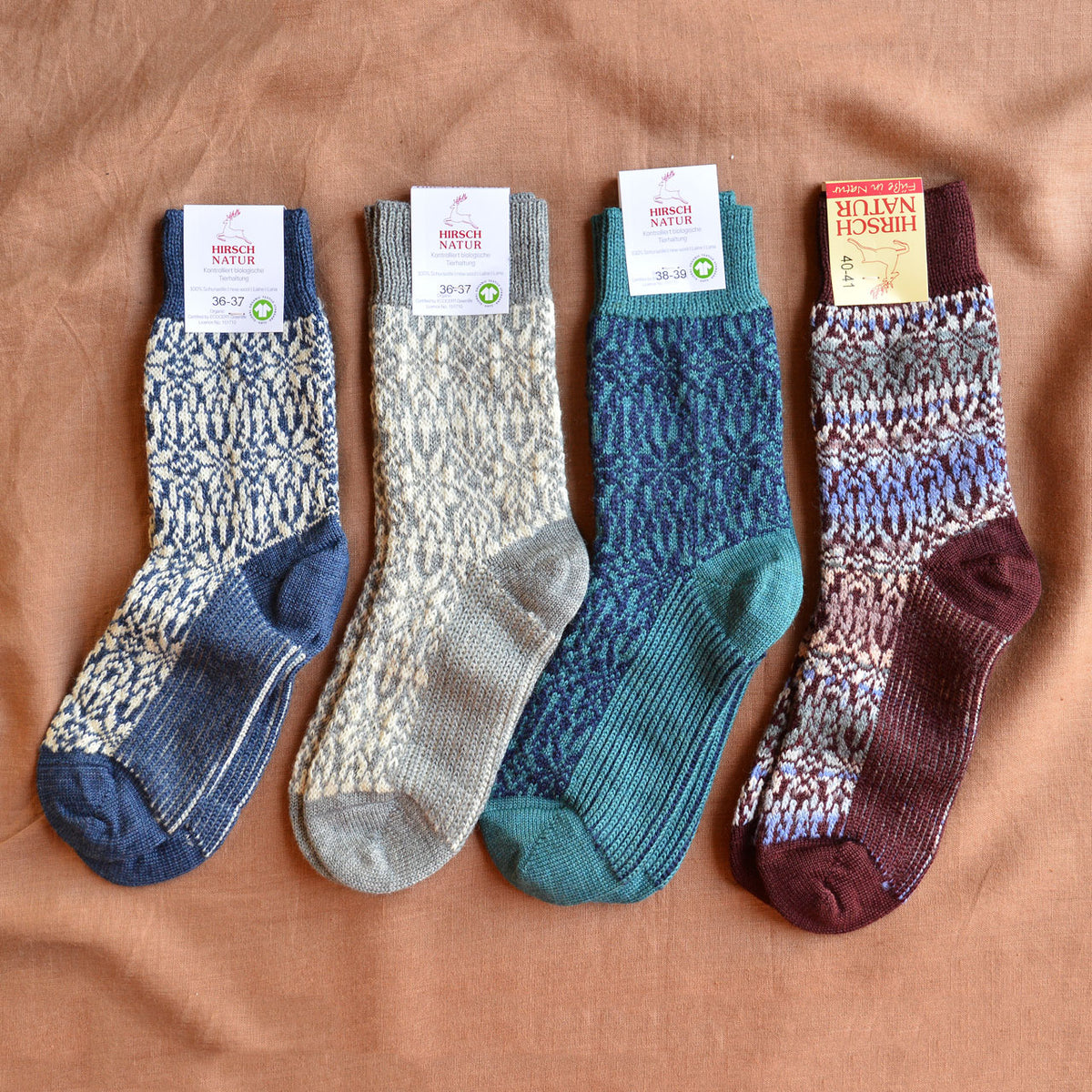 Scandi Fairisle Organic Wool Socks (Adults 36-46)