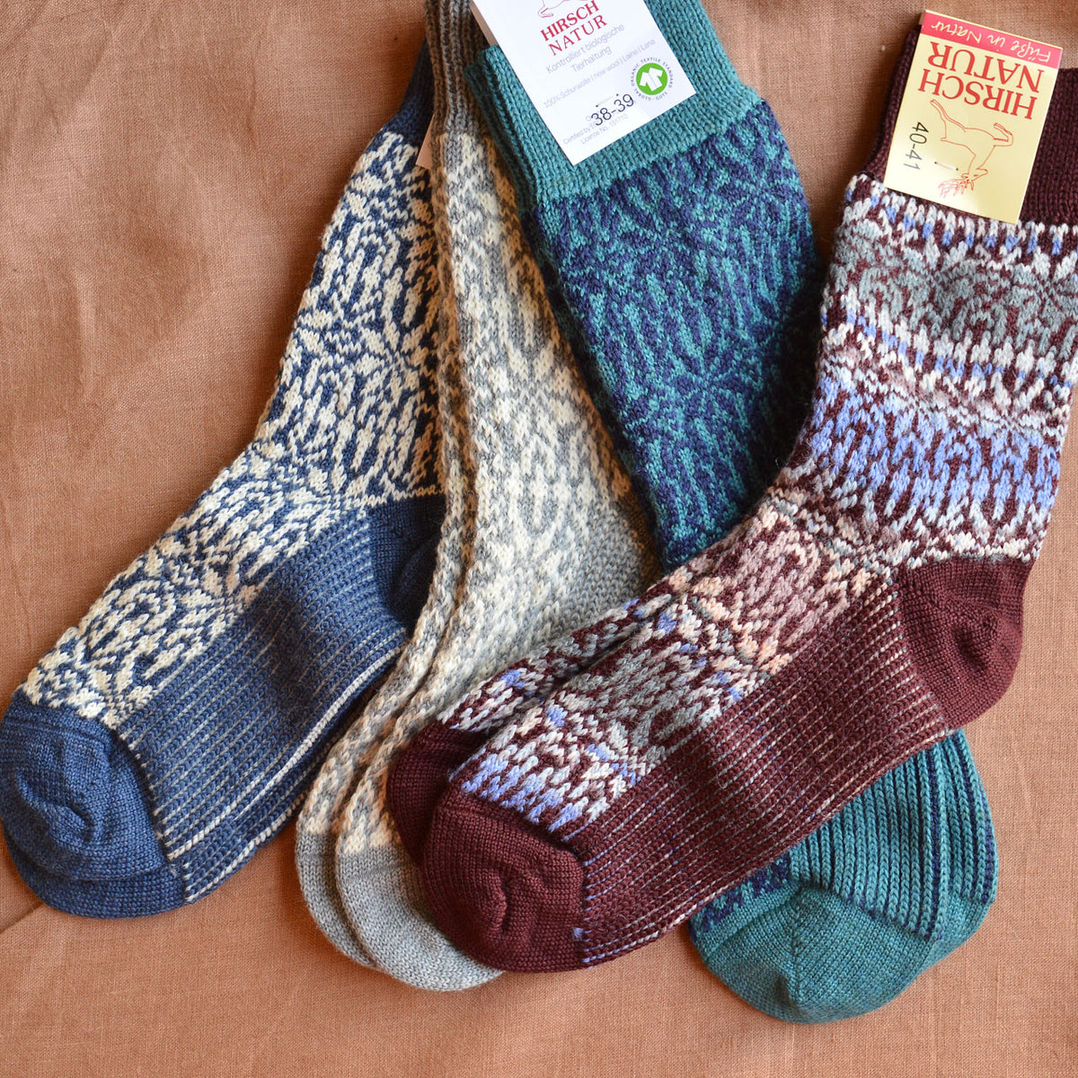 Scandi Fairisle Organic Wool Socks (Adults 36-46)