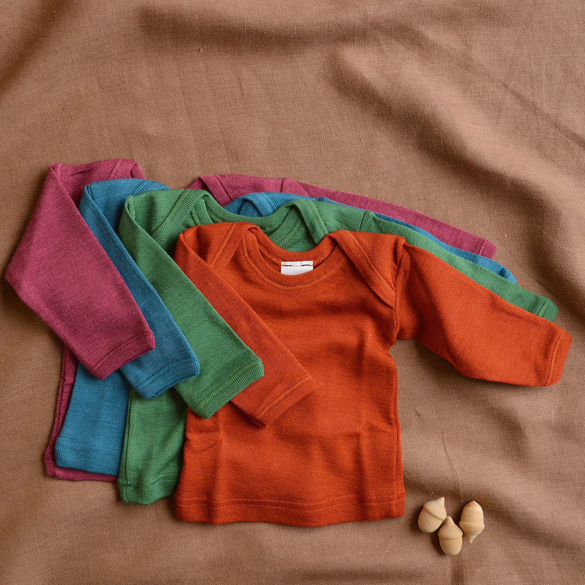 Baby Long Sleeve Envelope Neck Top by Hocosa - Organic Merino/Silk (0-3y)