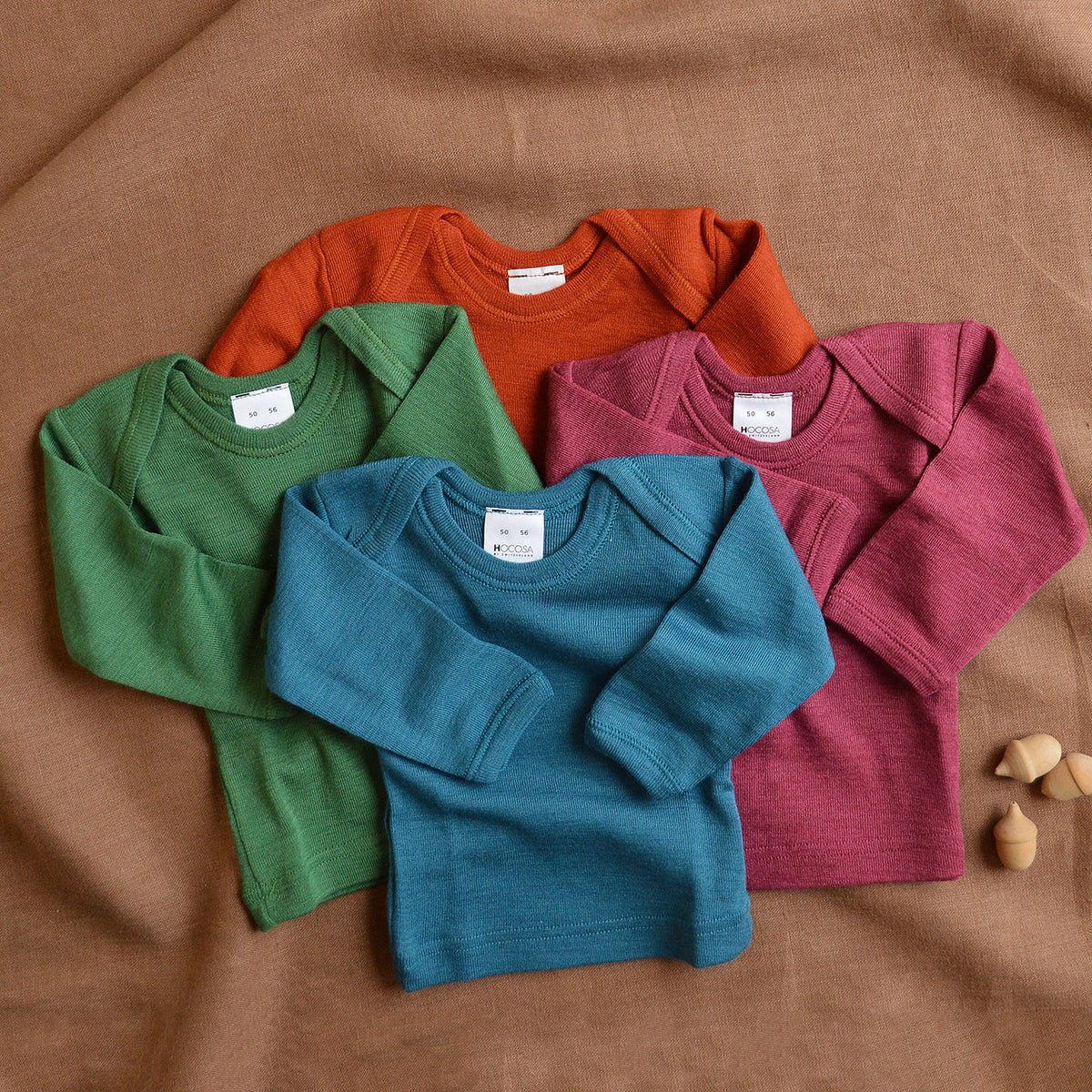 Baby Long Sleeve Envelope Neck Top by Hocosa - Organic Merino/Silk (0-3y)