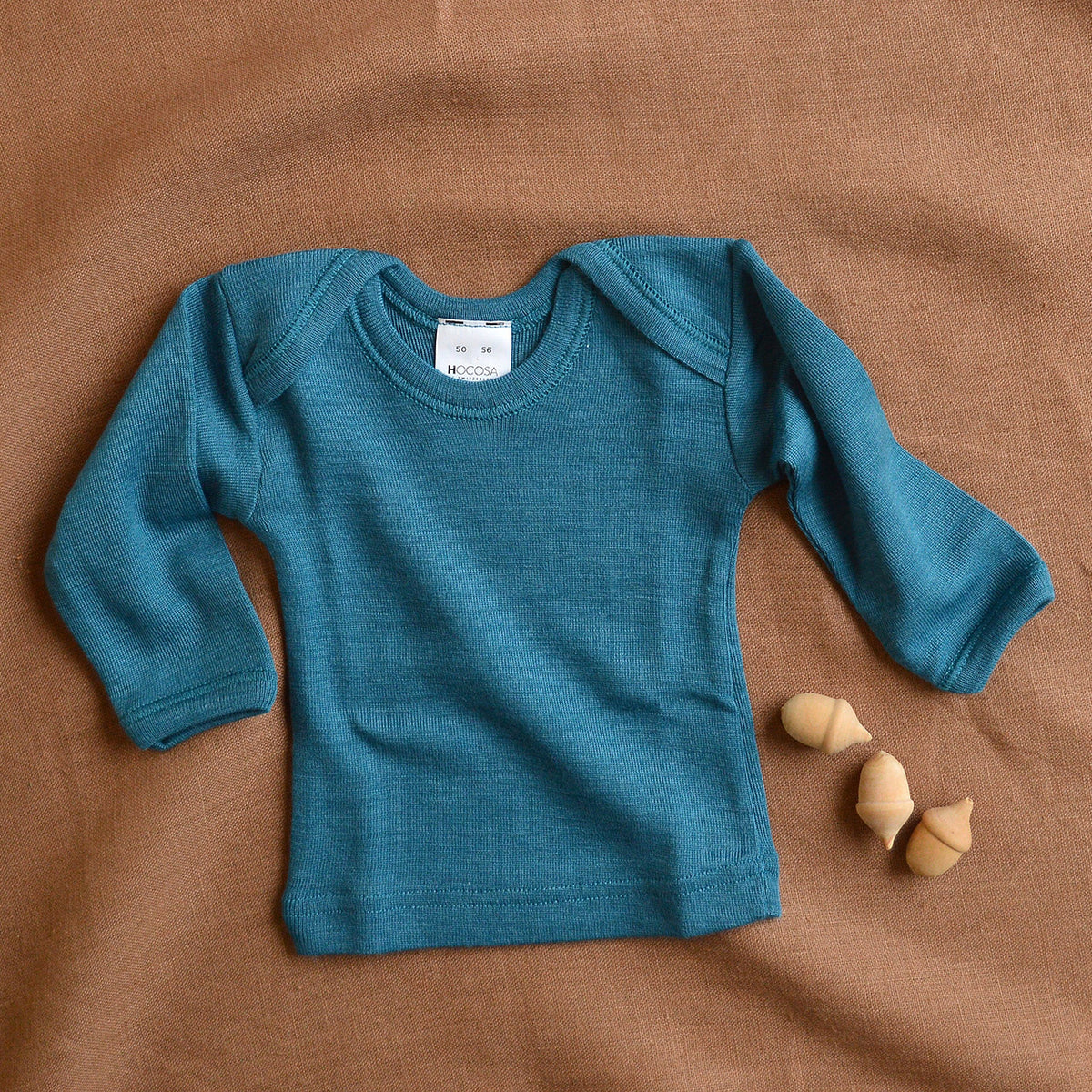 Baby Long Sleeve Envelope Neck Top by Hocosa - Organic Merino/Silk (0-3y)