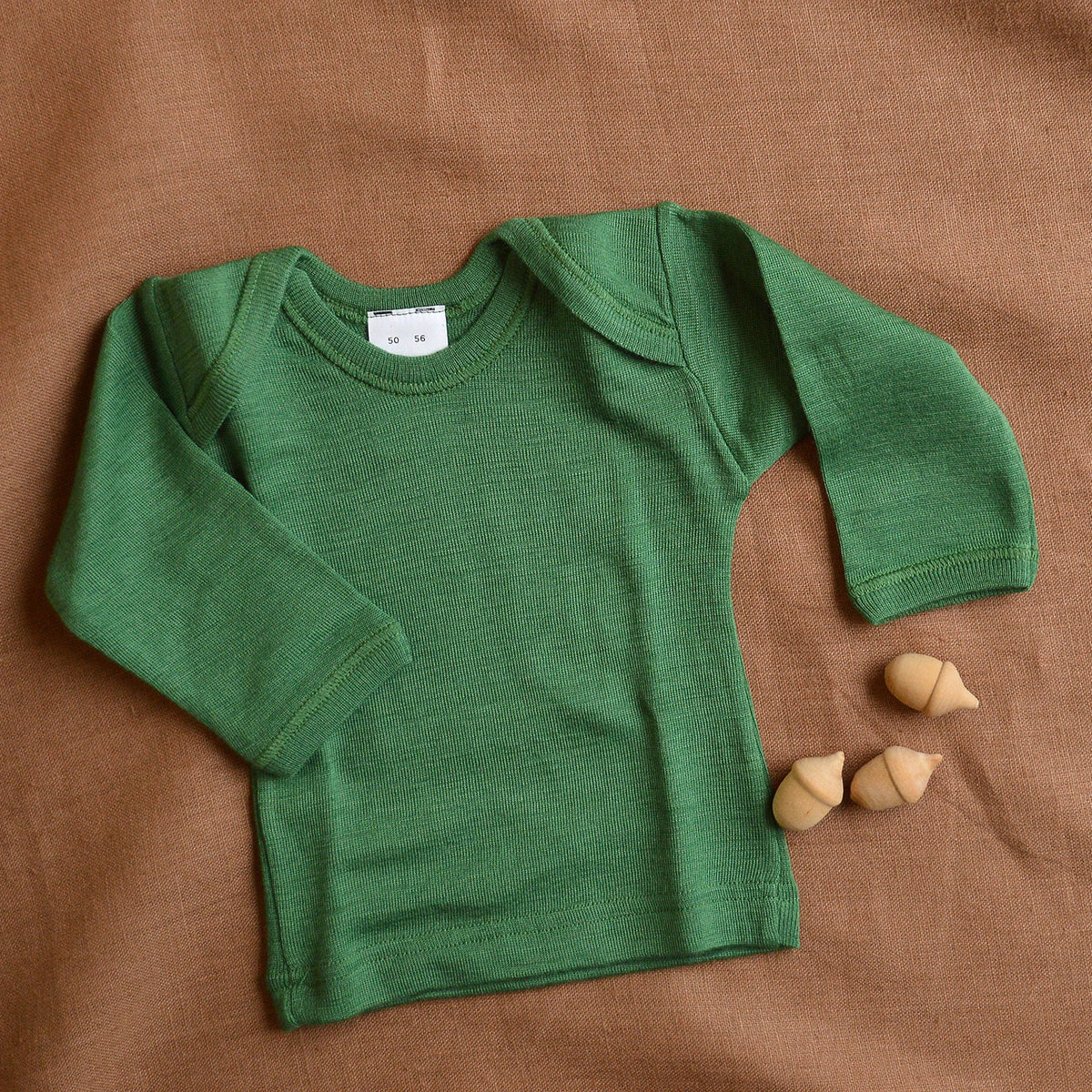 Baby Long Sleeve Envelope Neck Top by Hocosa - Organic Merino/Silk (0-3y)