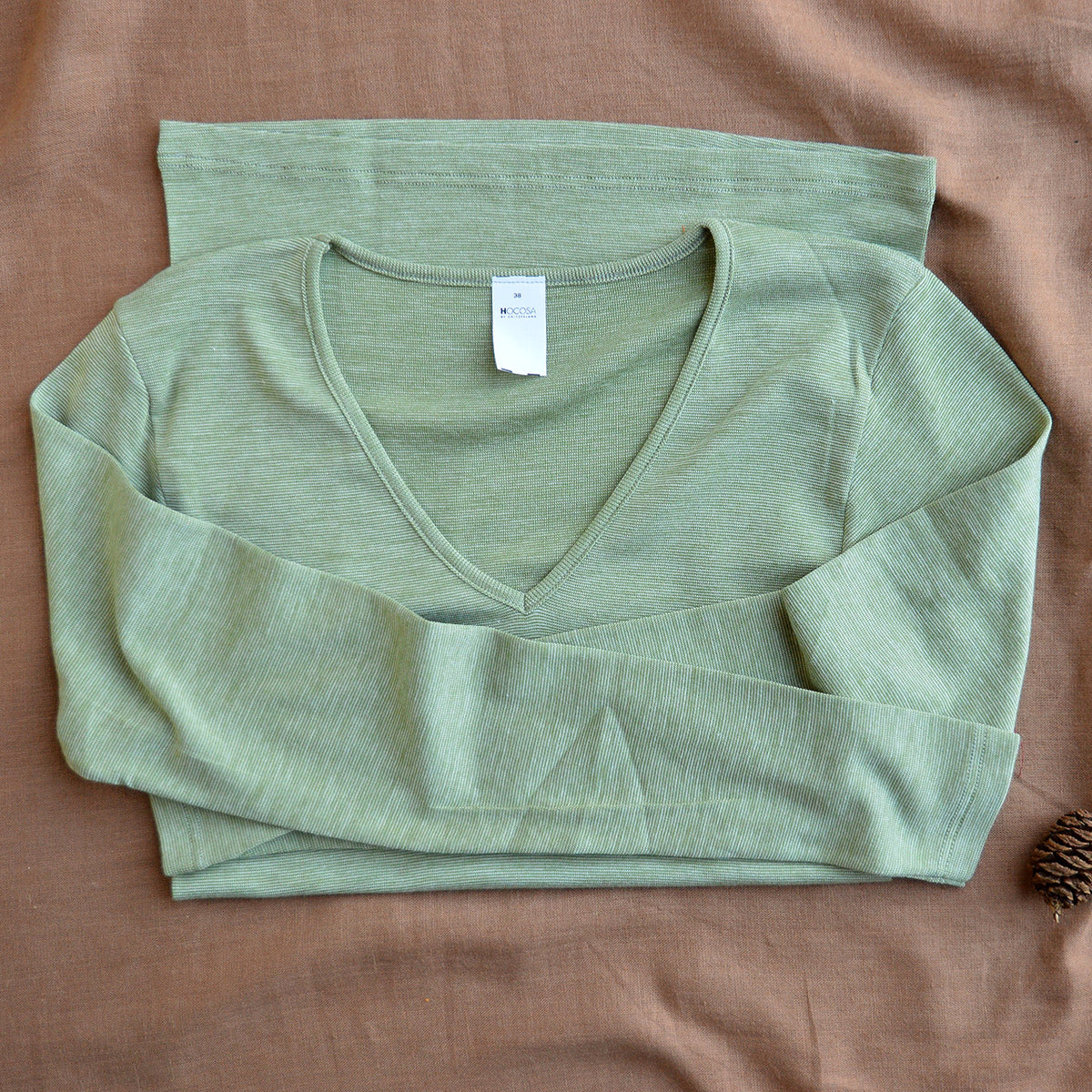 Women's Long Sleeve V-Neck Top - Organic Cotton/Merino/Silk