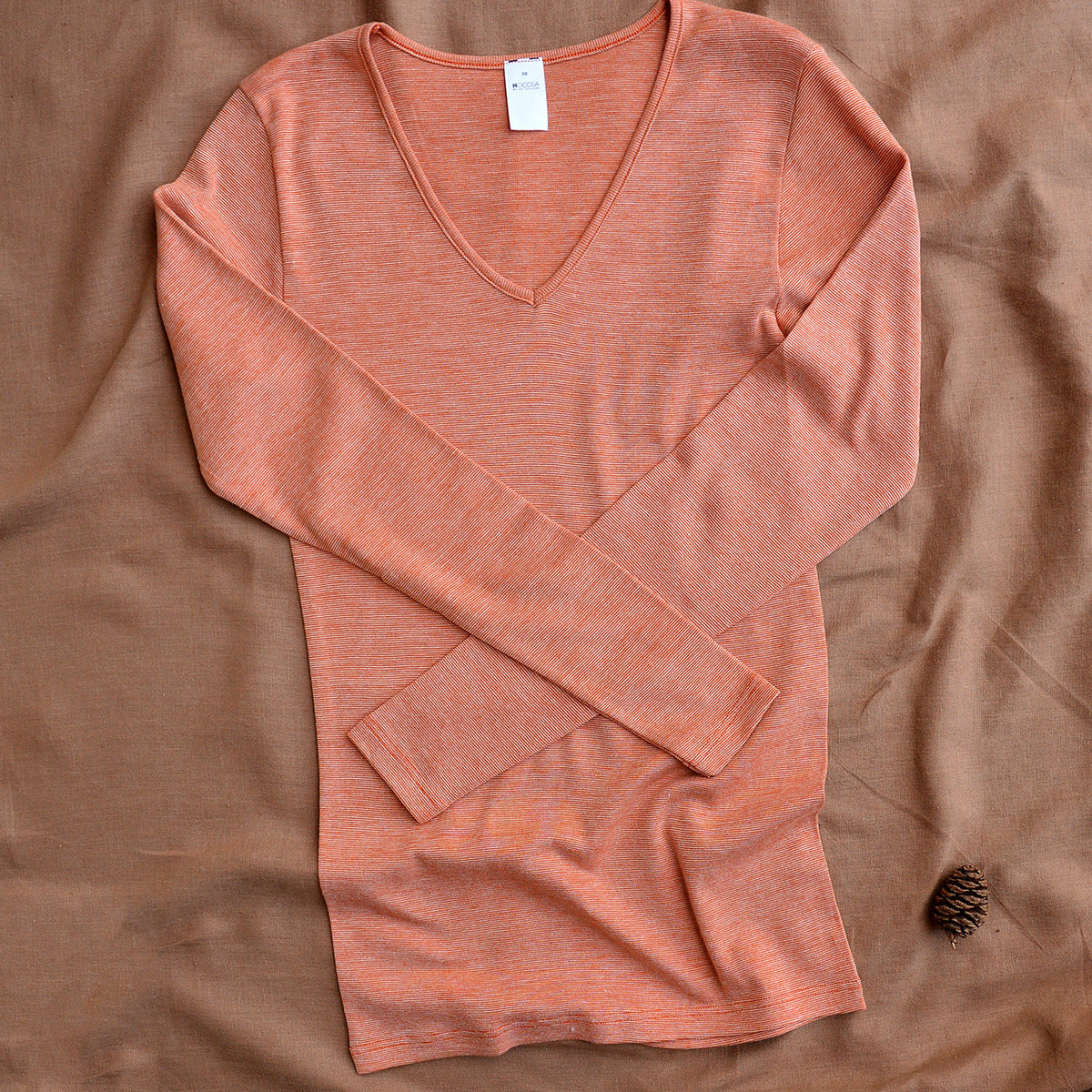 Women's Long Sleeve V-Neck Top - Organic Cotton/Merino/Silk