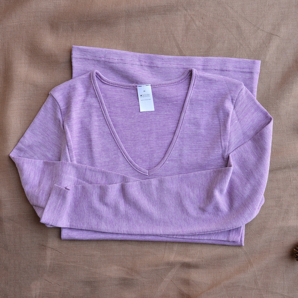 Women's Long Sleeve V-Neck Top - Organic Cotton/Merino/Silk