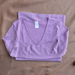 Women's Long Sleeve V-Neck Top - Cotton/Wool/Silk