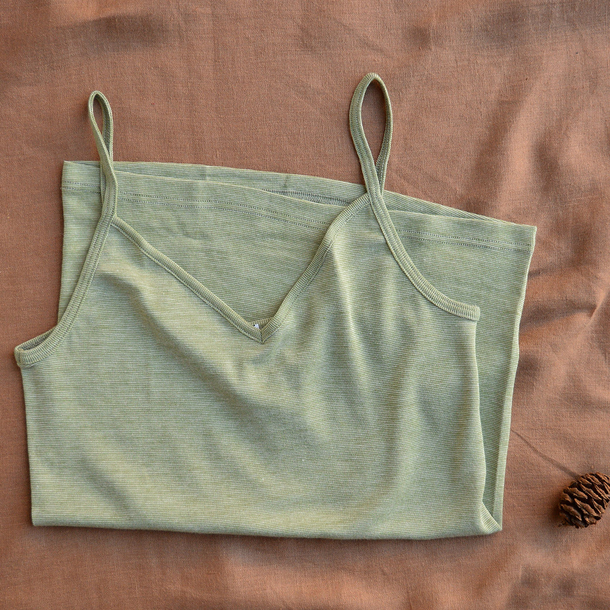 Women's Camisole Vest with Spaghetti Straps - Organic Cotton/Wool/Silk