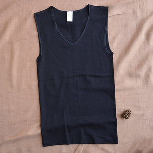 Women's Sleeveless V-Neck Tank - Organic Wool/Silk - Black