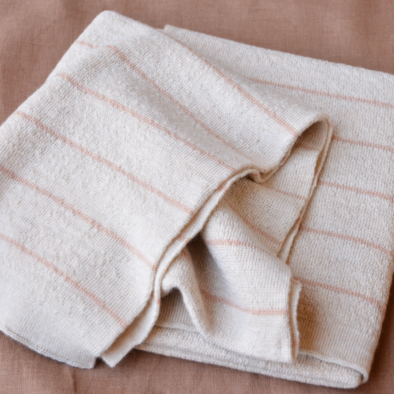 Harry Baby Blanket - 100% Merino Wool - Cream & Apricot Stripe (75x90cm)