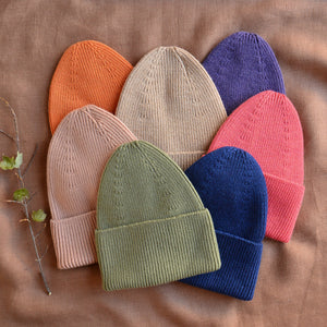Hvid Rib Beanie - 100% Merino Wool (Teen-Adult)