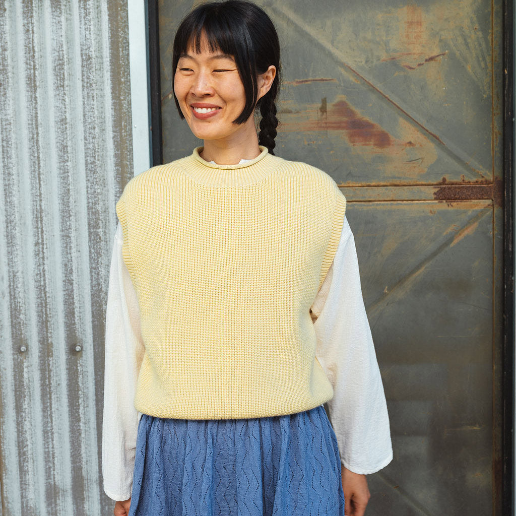 Women's Knitted Vest - 100% Merino Wool - Light Yellow (L-XL) *Last One!