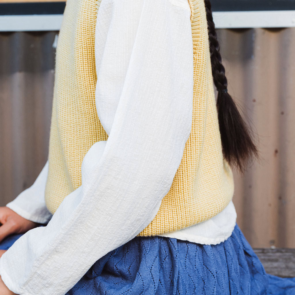 Women's Knitted Vest - 100% Merino Wool - Light Yellow (L-XL) *Last One!