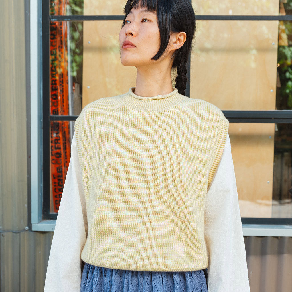 Women's Knitted Vest - 100% Merino Wool - Light Yellow (L-XL) *Last One!