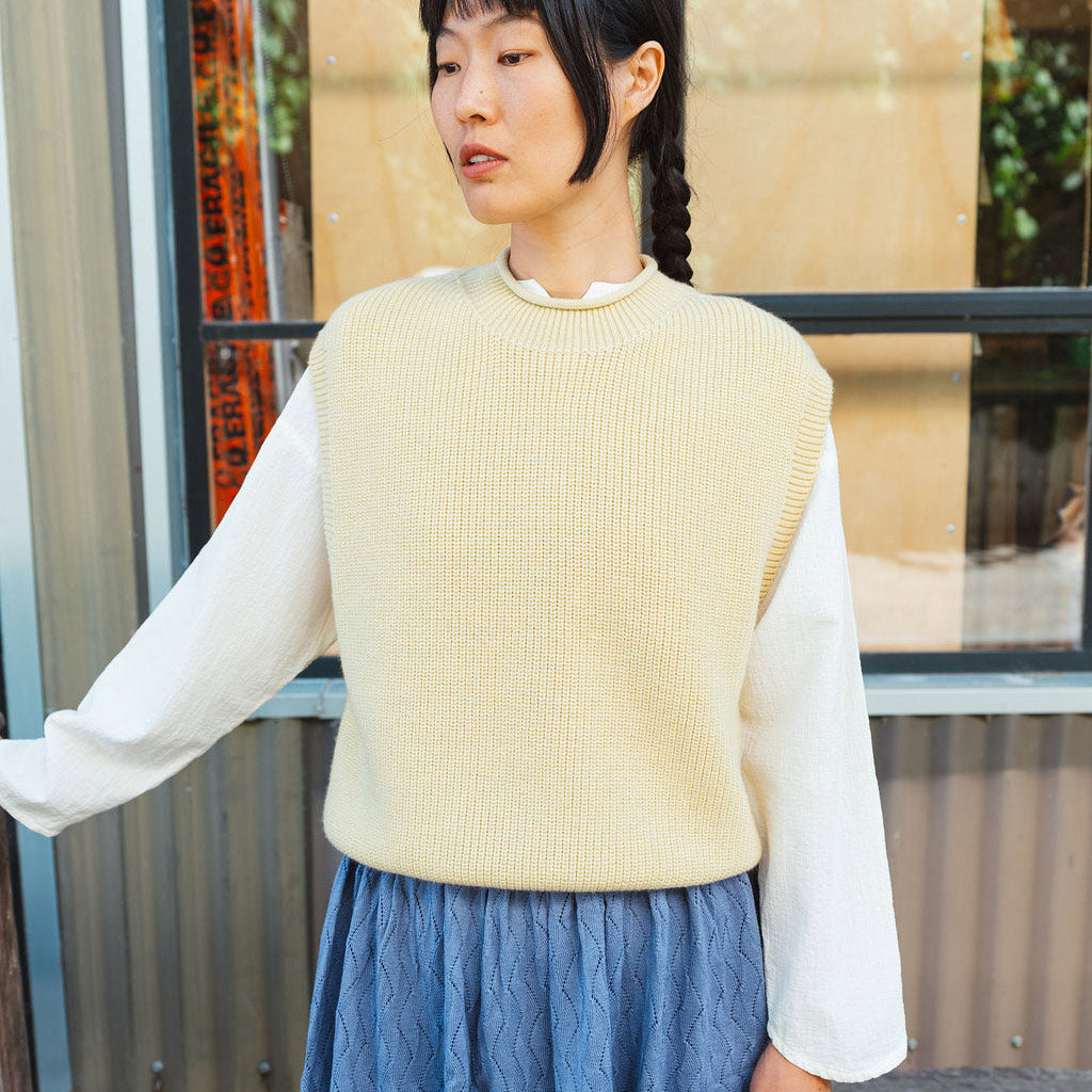 Women's Knitted Vest - 100% Merino Wool - Light Yellow (L-XL) *Last One!