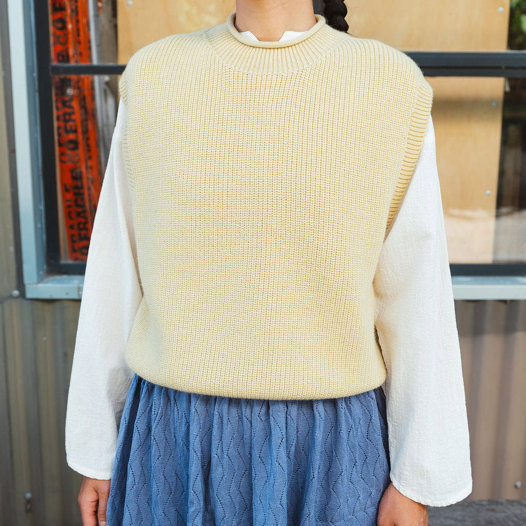 Women's Knitted Vest - 100% Merino Wool - Light Yellow (L-XL) *Last One!