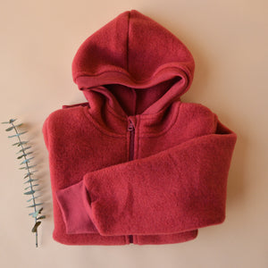 Hooded Jacket in Organic Wool Fleece with Zip (big kids 9-12y+)