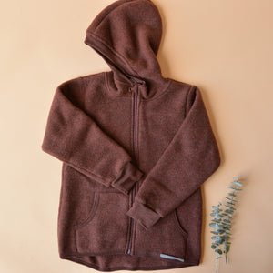 Hooded Jacket in Organic Wool Fleece with Zip (big kids 9-12y+)